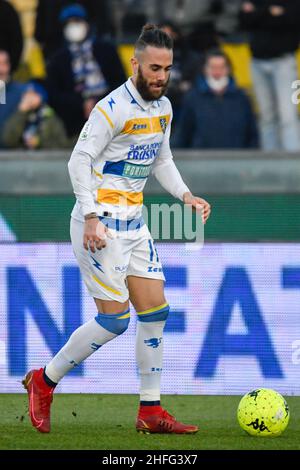 Pise, Italie.15th janvier 2022.Francesco Zampano (Frosinone) pendant l'AC Pise vs Frosinone Calcio, football italien série B match à Pise, Italie, janvier 15 2022 crédit: Agence de photo indépendante / Alamy Live News Banque D'Images