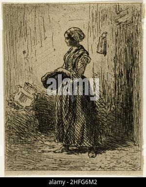 Femme paysanne debout, 1845. Banque D'Images