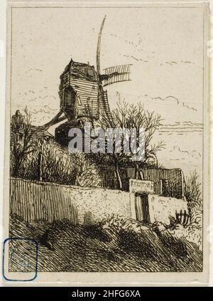 Petit moulin à Montmartre, 1842. Banque D'Images