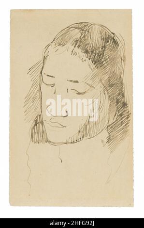 Chef d'une femme tahitienne (recto), esquisses de détails anatomiques (verso), 1891/93. Banque D'Images