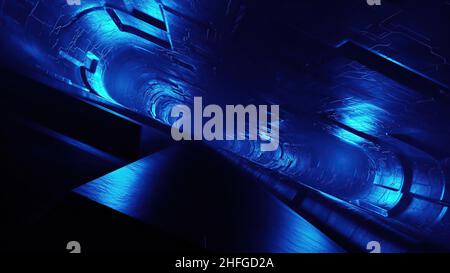 3d illustration - propre futuriste extraterrestre scifi fantasy hangar couloir tunnel Banque D'Images