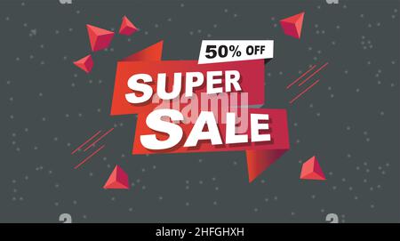 Bannière Super sale -50 de rabais Illustration de Vecteur