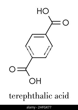 Bloc de construction en plastique d'acide téréphtalique, polyester (PET, polyéthylène téréphtalate). Formule squelettique. Illustration de Vecteur