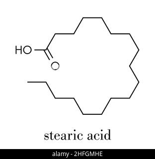 L'acide stéarique, acide gras saturés de molécule. Également connu sous le nom de acide stéarique ; esters et sels sont appelés les stéarates. Formule topologique. Illustration de Vecteur