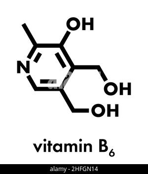 Molécule de vitamine B6 (pyridoxine). Formule du squelette. Illustration de Vecteur