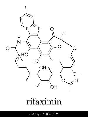Antibiotique Rifaximin molécule pharmaceutique. Formule topologique. Illustration de Vecteur