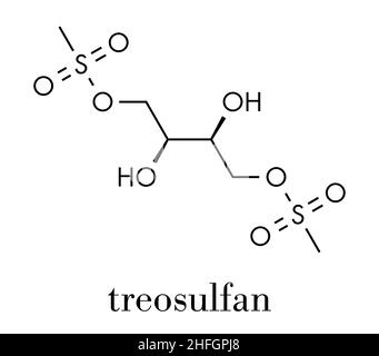 Molécule de médicament de Treosulfan.Formule squelettique. Illustration de Vecteur