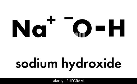 Hydroxyde de sodium (lessive, soude caustique), structure chimique. Formule du squelette. Illustration de Vecteur