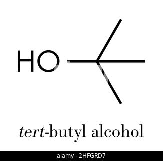 L'alcool tert-butylique (tert-butanol) molécule de solvant. Formule topologique. Illustration de Vecteur