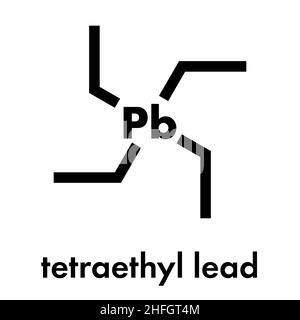 Tetraethyllead booster d'octane de l'essence molécule. Composés organoplombiques neurotoxique composé. Formule topologique. Illustration de Vecteur