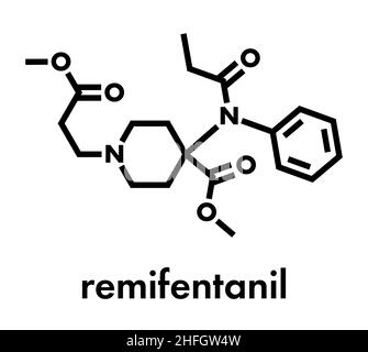 Anesthésiques et analgésiques rémifentanil molécule pharmaceutique. Formule topologique. Illustration de Vecteur