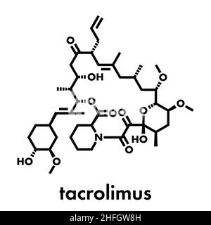 Le tacrolimus (fujimycin, le FK-506) immunosuppresseur molécule. Formule topologique. Illustration de Vecteur