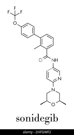 Sonidegib molécule des médicaments contre le cancer. Formule topologique. Illustration de Vecteur