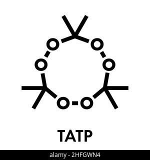 Triacetone triperoxide (peroxyde d'acétone, TATP) molécule d'explosifs. Formule topologique. Illustration de Vecteur