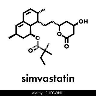 Simvastatin statine statine (classe) molécule. Formule topologique. Illustration de Vecteur