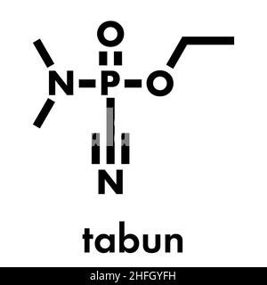 Molécule d'agents neurotoxiques tabun (arme chimique). Formule topologique. Illustration de Vecteur