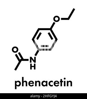 La phénacétine. médicaments antidouleur interdit Causer le cancer et des dommages aux reins. Formule topologique. Illustration de Vecteur