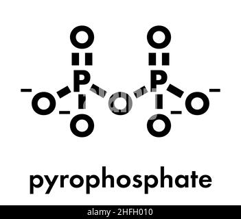 L'anion pyrophosphate (PPi). Important en biochimie, utilisé comme additif alimentaire (E450). Formule topologique. Illustration de Vecteur