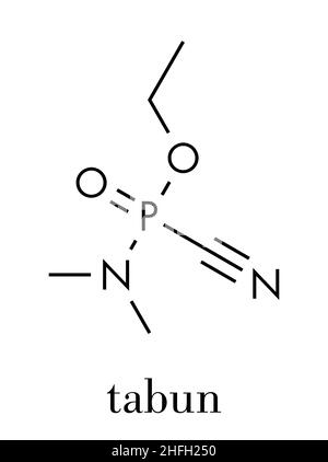 Molécule d'agents neurotoxiques tabun (arme chimique). Formule topologique. Illustration de Vecteur