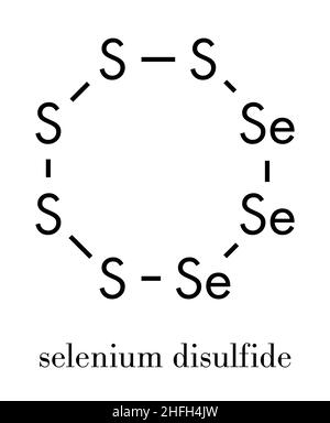 Shampooing antipelliculaire disulfure de sélénium ingrédient actif molécule. Le sulfure de sélénium a des propriétés antifongiques. Formule topologique. Illustration de Vecteur