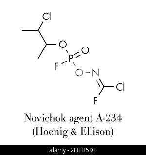 Novichok un agent-234 molécule, structure chimique tel que proposé par Hoenig et Ellison. Formule topologique. Illustration de Vecteur