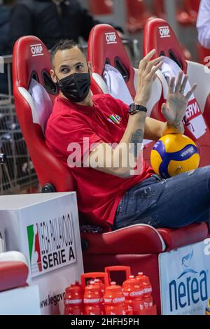 Forum Eurosuole, Civitanova Marche, Italie, 16 janvier 2022,Osmany Juantorena, Cucine Lube Civitanova en finale de Quater - Cucine Lube Civitanova vs Allianz Milano - Italian Volleyball Men Cup Banque D'Images