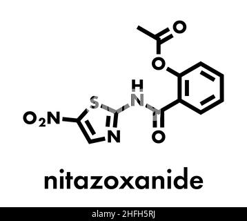 Molécule antiprotozoaire de Nitazoxanide.Formule squelettique. Illustration de Vecteur