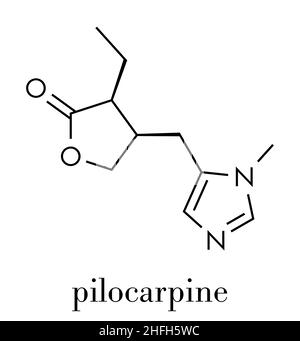 Pilocarpine molécule pharmaceutique. Formule topologique. Illustration de Vecteur