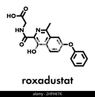 Roxadustat molécule pharmaceutique. Inhibiteur du facteur inductible par l'hypoxie-prolyl hydroxylase qui est en développement (2016) pour le traitement de l'anémie des maladies chroniques ki Illustration de Vecteur