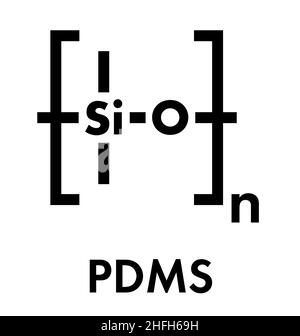 L'huile de silicone (polydiméthylsiloxane, PDMS) polymère de silicone, la structure chimique. L'huile de silicone et étroitement liés les substances sont utilisées dans le silicone mastic Illustration de Vecteur