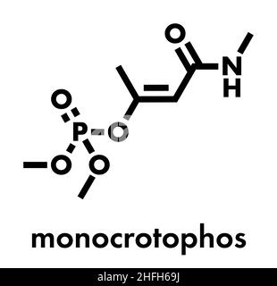 Le monocrotophos molécule d'insecticides organophosphorés. Aussi connu pour être polluant organique persistant. Formule topologique. Illustration de Vecteur