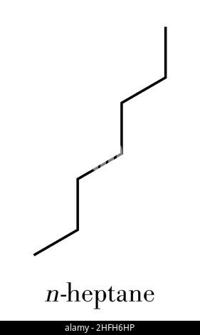 L'heptane (n-heptane) molécule d'alcane. Formule topologique. Illustration de Vecteur