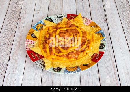 Jalisco Nachos au Chili ce mélange est excellent dans les tortillas de blé entier et sert aussi bien. Banque D'Images