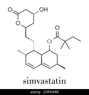 Simvastatin statine statine (classe) molécule. Formule topologique. Illustration de Vecteur