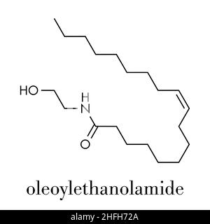 Oleoylethanolamide (OEA) de la prolifération des peroxysomes endogène-activated receptor alpha (agoniste PPAR-α) molécule. Formule topologique. Illustration de Vecteur