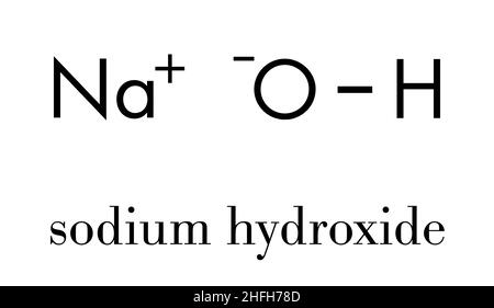 Hydroxyde de sodium (lessive, soude caustique), structure chimique. Formule du squelette. Illustration de Vecteur