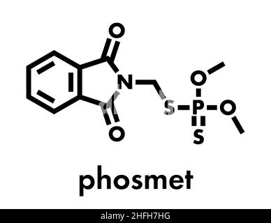 Molécule d'insecticide phosphophosphate. Formule squelettique. Illustration de Vecteur