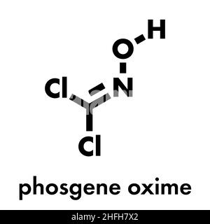 L'oxime de phosgène molécule d'armes chimiques. Formule topologique. Illustration de Vecteur