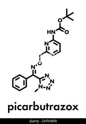 Molécule de fongicide Picarbutrazox.Formule squelettique. Illustration de Vecteur