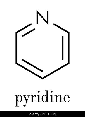 Solvant chimique de pyridine et molécule de réactif. Formule du squelette. Illustration de Vecteur