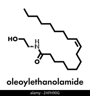 Oleoylethanolamide (OEA) de la prolifération des peroxysomes endogène-activated receptor alpha (agoniste PPAR-α) molécule. Formule topologique. Illustration de Vecteur