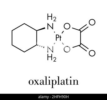 L'oxaliplatine chimiothérapie du cancer molécule pharmaceutique. Formule topologique. Illustration de Vecteur