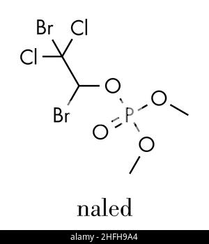 Molécule insecticide organophosphaté naled (classe). Formule topologique. Illustration de Vecteur