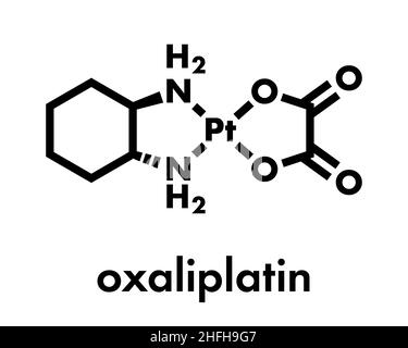 L'oxaliplatine chimiothérapie du cancer molécule pharmaceutique. Formule topologique. Illustration de Vecteur