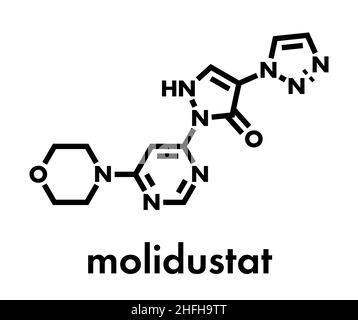 Molidustat anémie molécule du médicament expérimental. Inhibiteur du facteur inductible par l'hypoxie-prolyl-hydroxylase, utilisé comme agent de dopage sportif. Formu squelettique Illustration de Vecteur