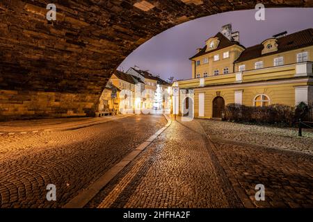 Soirée de Noël sur l'île Kampa à Prague Banque D'Images