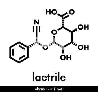 Laetrile molécule. Dérivé de l'amygdaline. Utilisé en charlatan le traitement du cancer. Formule topologique. Illustration de Vecteur