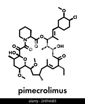 Molécule de médicament pour l'eczéma pipénecrolimus (dermatite atopique).Formule squelettique. Illustration de Vecteur