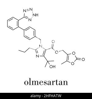 L'olmésartan haute pression sanguine (hypertension). Formule topologique. Illustration de Vecteur