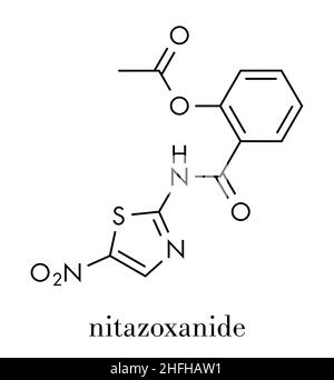 Molécule antiprotozoaire de Nitazoxanide.Formule squelettique. Illustration de Vecteur